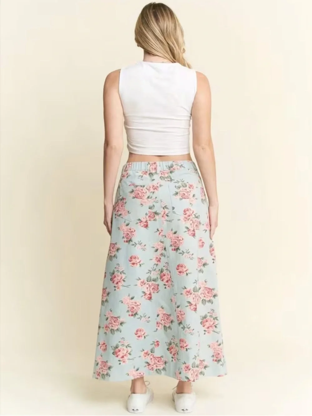 NIP Jade By Jane Floral Print Denim Maxi Skirt - Picture 4 of 6